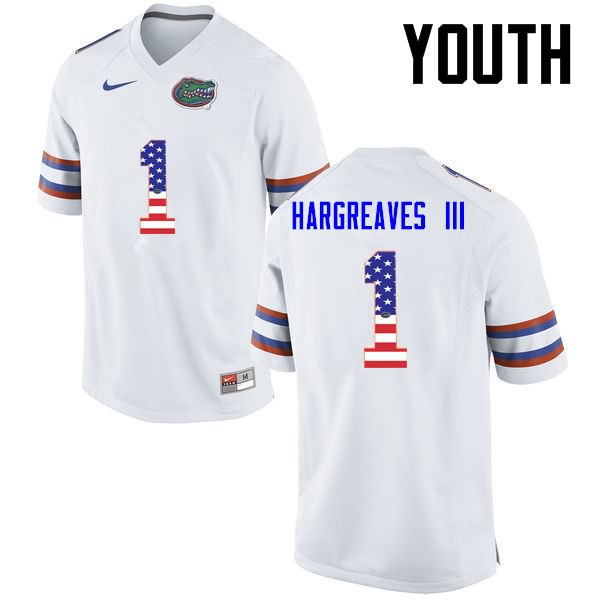 NCAA Florida Gators Vernon Hargreaves III Youth #1 USA Flag Fashion Nike White Stitched Authentic College Football Jersey BBM8664IO